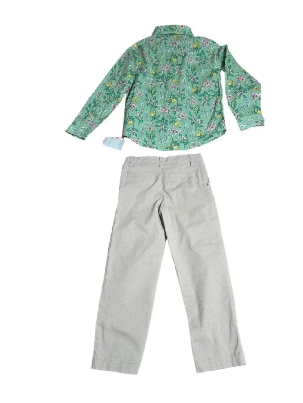 Girls Green Floral Top with Cream Pants